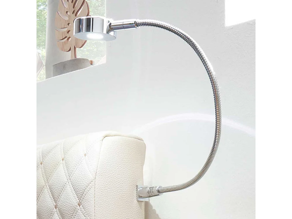 Ehebett in Beige und Eiche Bianco LED Beleuchtung