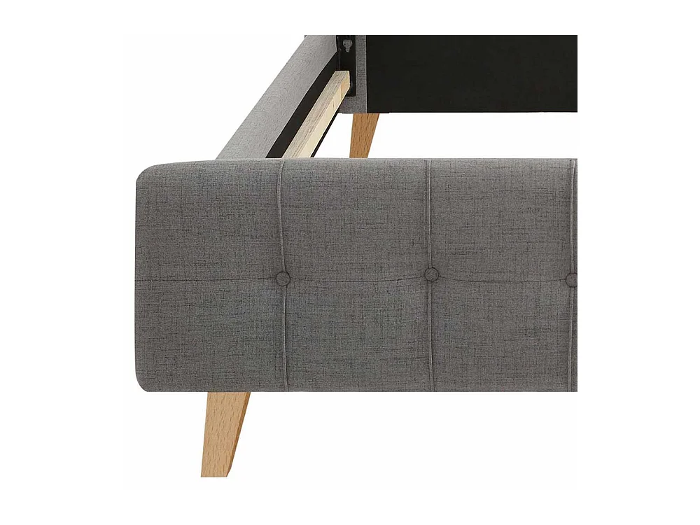 Stoffbett in Grau Webstoff Mittelsteg
