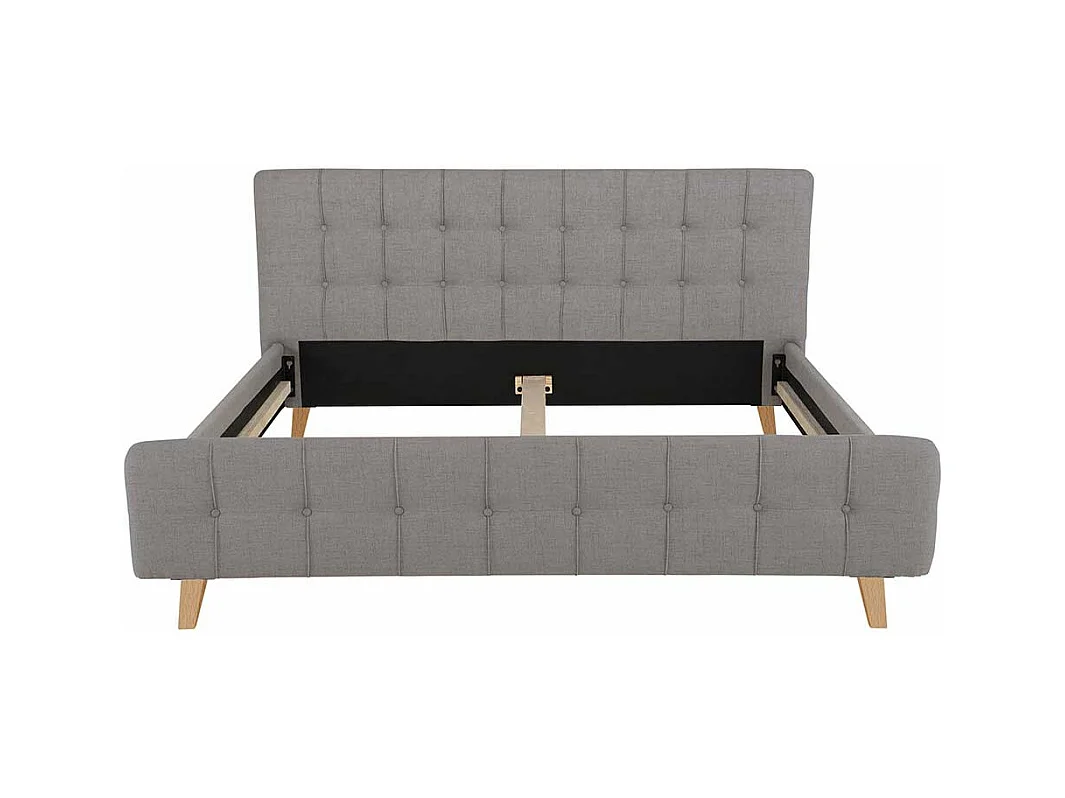 Stoffbett in Grau Webstoff Mittelsteg