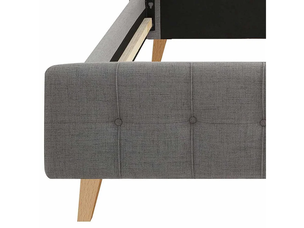 Stoffbett in Grau Webstoff Mittelsteg