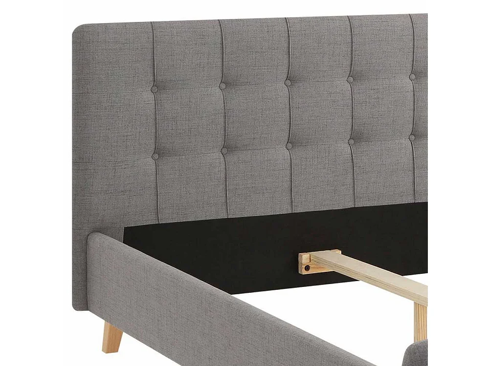 Stoffbett in Grau Webstoff Mittelsteg