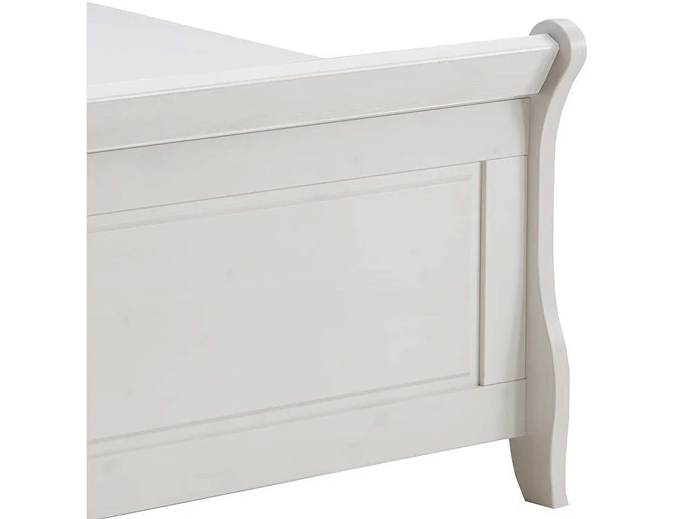 Landhaus Doppelbett in Weiß Kiefer massiv Nachtkonsolen (dreiteilig)