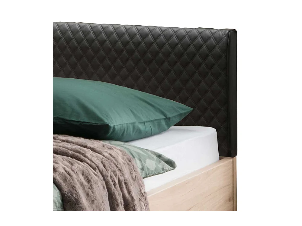 Großes Bett in Eichefarben und Dunkelgrau LED Beleuchtung (dreiteilig)