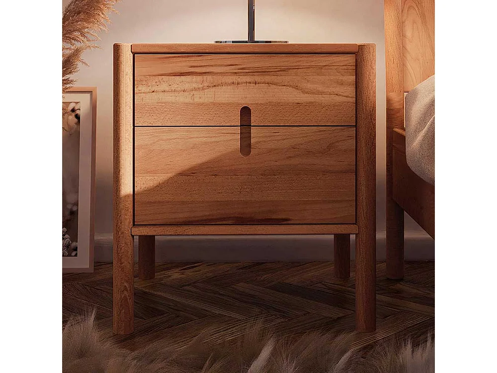 Bett Wildeiche und Rattan 38 cm Einstiegshöhe auch mit Kommoden