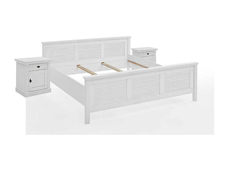 Weißes Landhausbett aus Kiefer Massivholz 94 cm Kopfteil