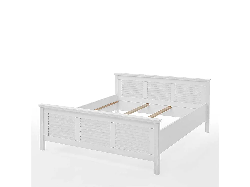 Weißes Landhausbett aus Kiefer Massivholz 94 cm Kopfteil