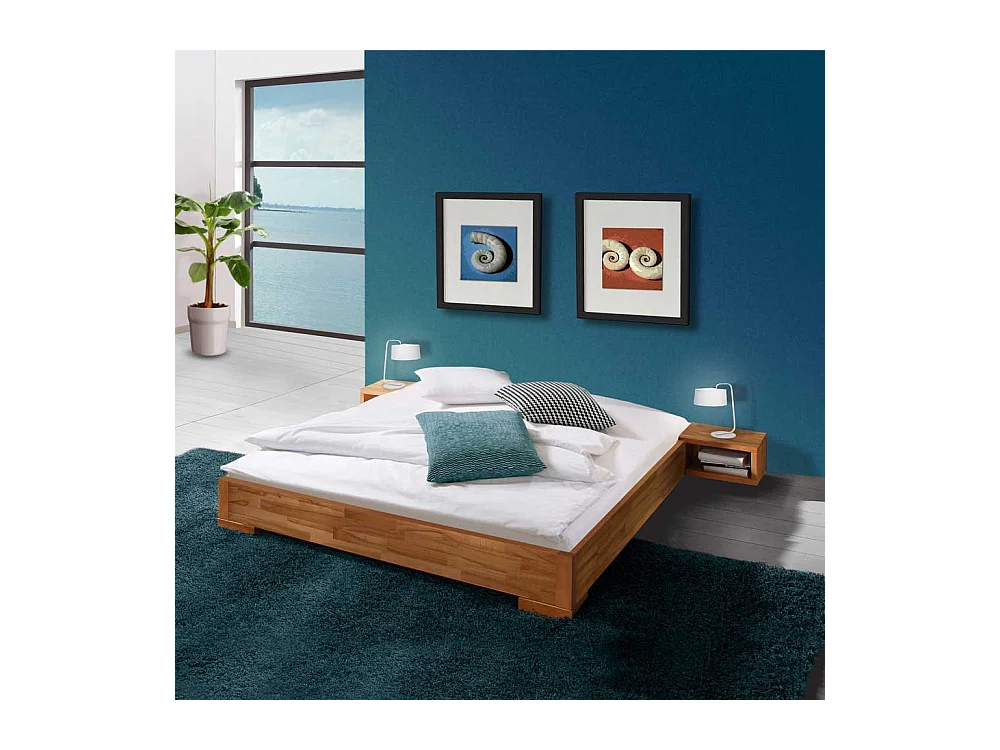 Bett aus Kernbuche Massivholz Nachttisch