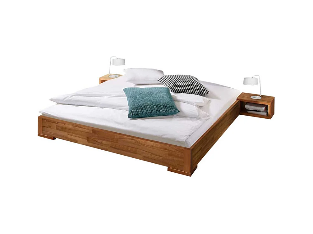 Bett aus Kernbuche Massivholz Nachttisch