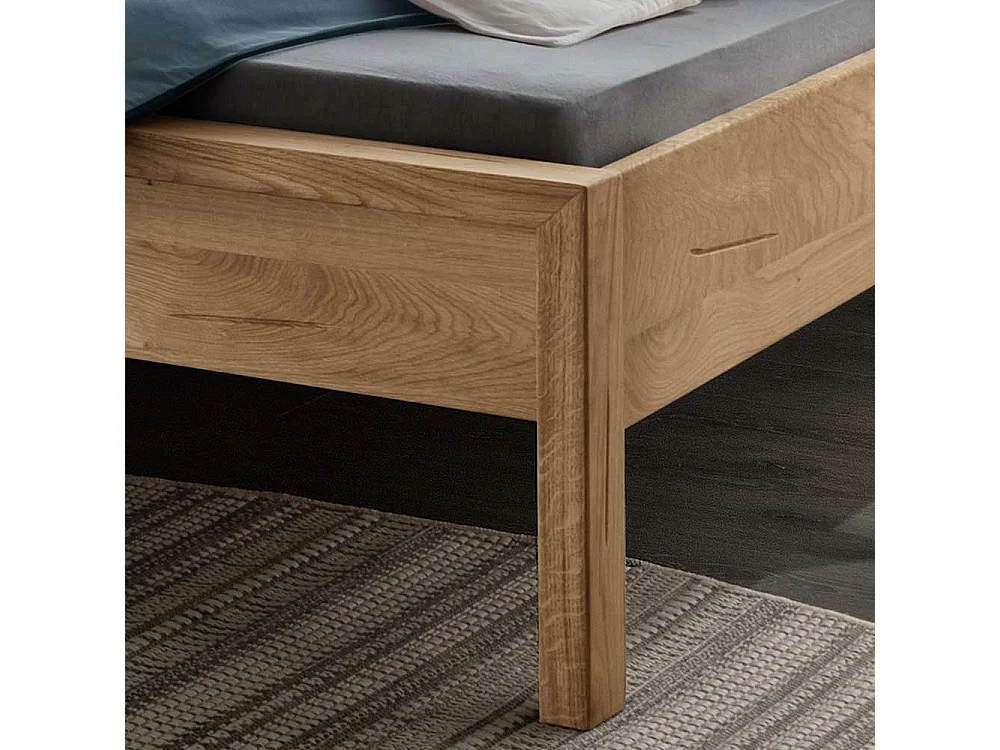 Franzoesisches Bett aus Wildeiche Massivholz 41 cm Einstiegshöhe