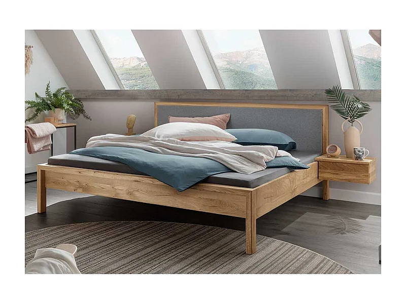 Franzoesisches Bett aus Wildeiche Massivholz 41 cm Einstiegshöhe