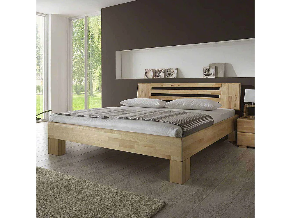 Bett aus Kernbuche Massivholz natur geölt