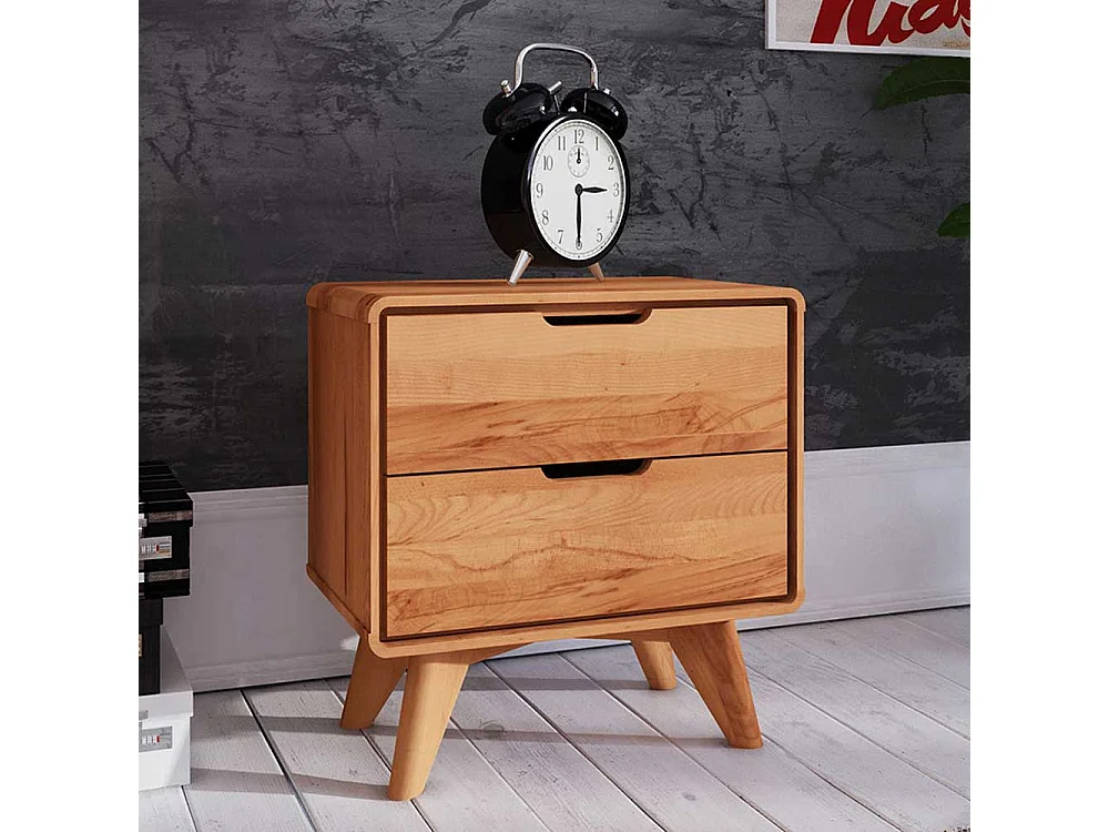 Niedriges Bett aus Kernbuche Massivholz 35 cm Einstiegshöhe (dreiteilig)