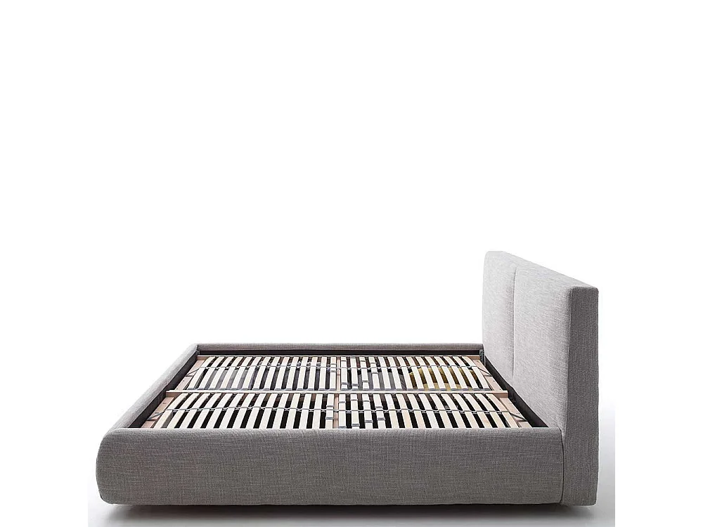 Bettgestell in Hellgrau Webstoff Bettkasten