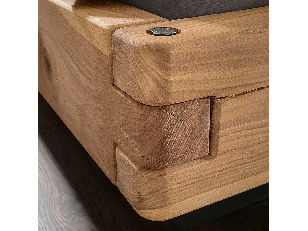 Doppelbett Massivholzbett in Wildeichefarben und Anthrazit