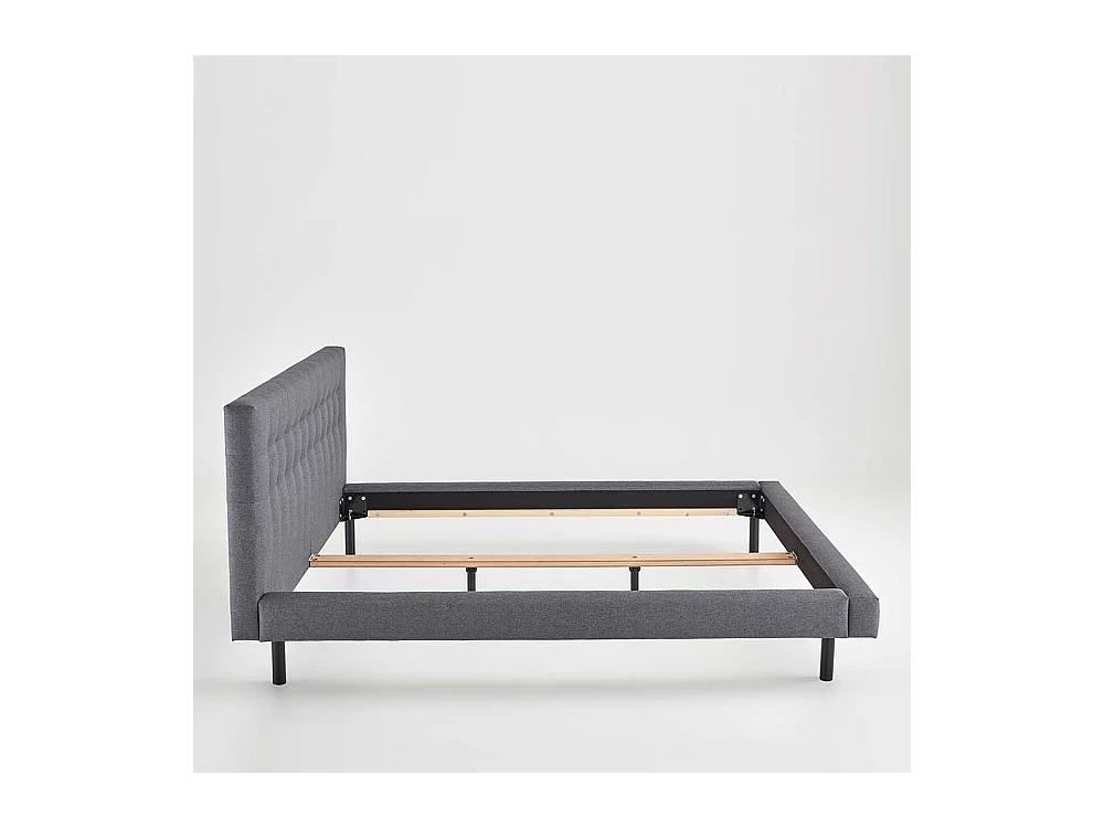 Niedriges Bett Polster Hellgrau in modernem Design 102 cm Kopfteil