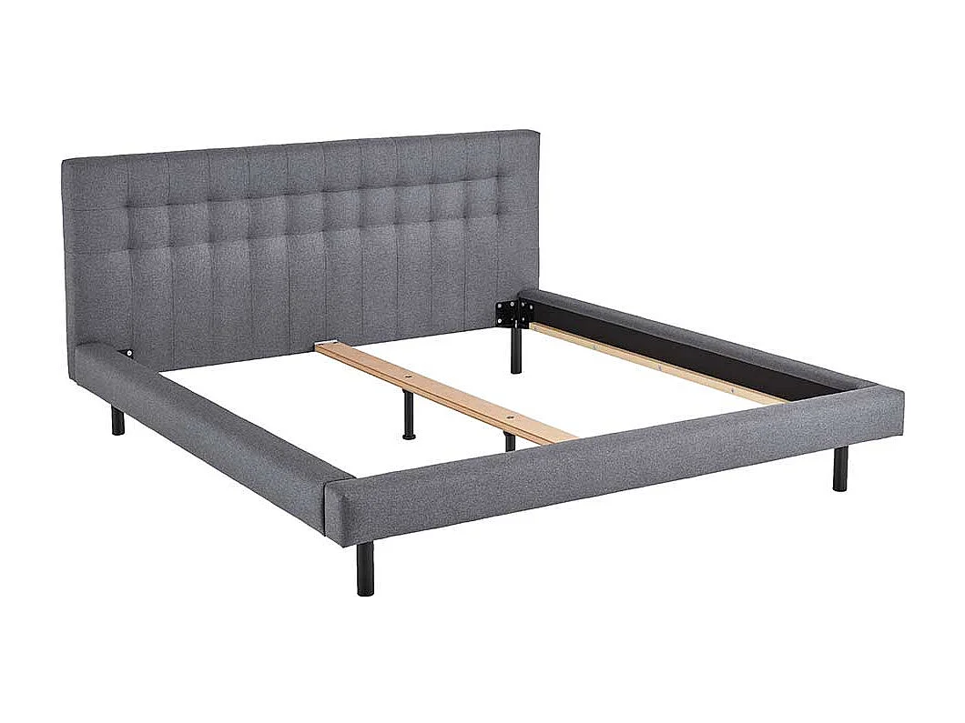 Niedriges Bett Polster Hellgrau in modernem Design 102 cm Kopfteil
