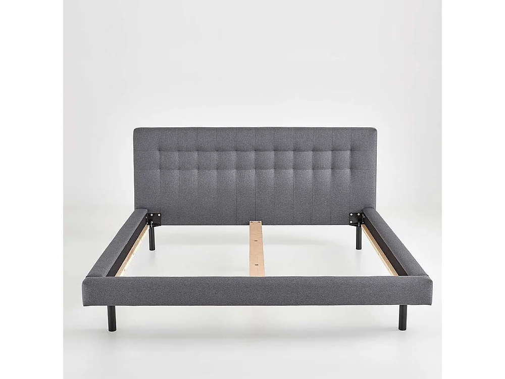 Niedriges Bett Polster Hellgrau in modernem Design 102 cm Kopfteil