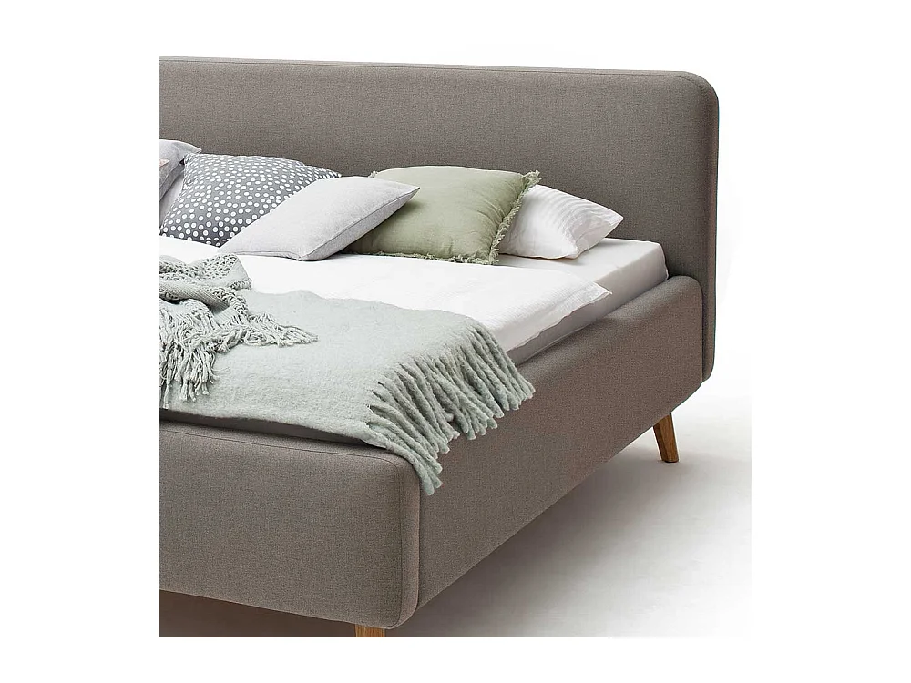 Bettgestell in Taupe Webstoff modern