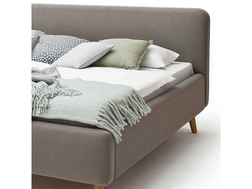 Bettgestell in Taupe Webstoff modern