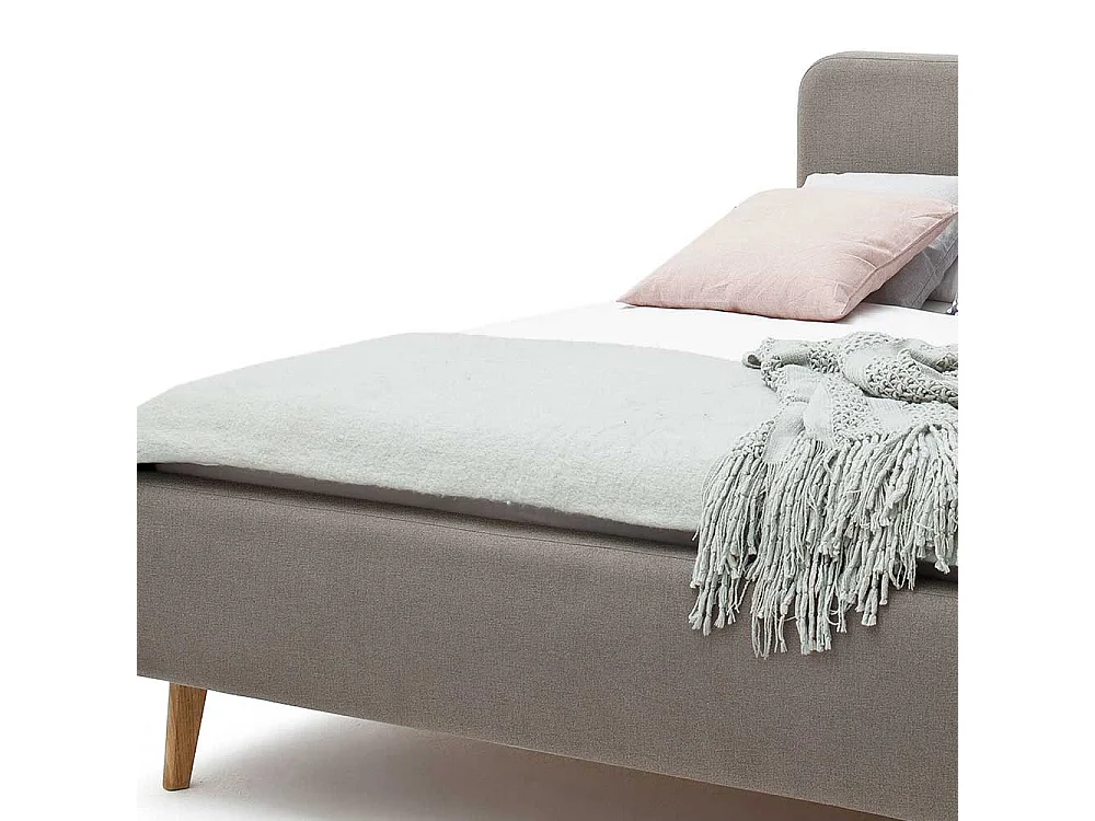 Bettgestell in Taupe Webstoff modern