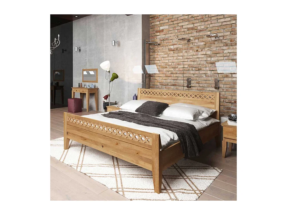 Wildeiche Holzbett massiv geölt