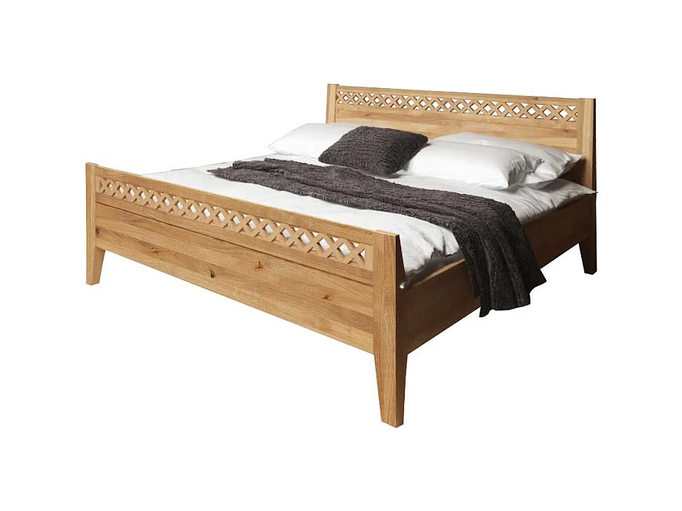 Wildeiche Holzbett massiv geölt