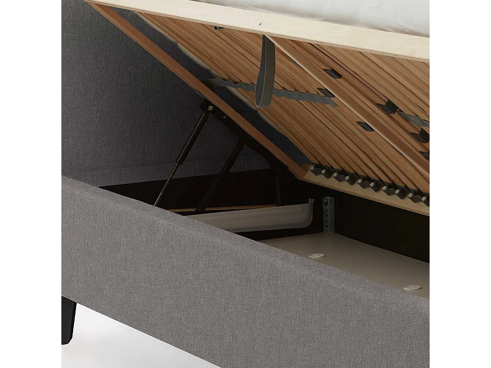 Skandi Polsterbett in Hellgrau 105 cm hohes Kopfteil