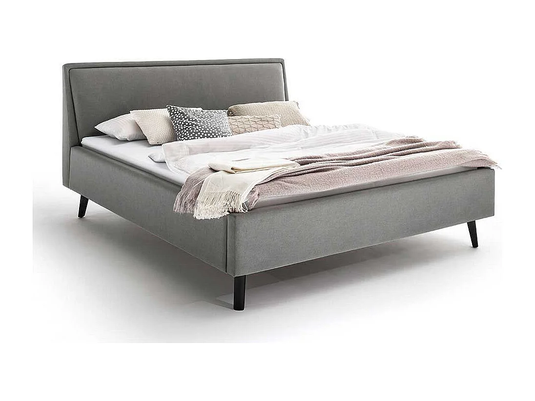 Skandi Polsterbett in Hellgrau 105 cm hohes Kopfteil