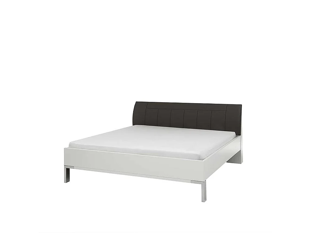 Bett in Polsterkopfteil in Grau Braun LED Beleuchtung