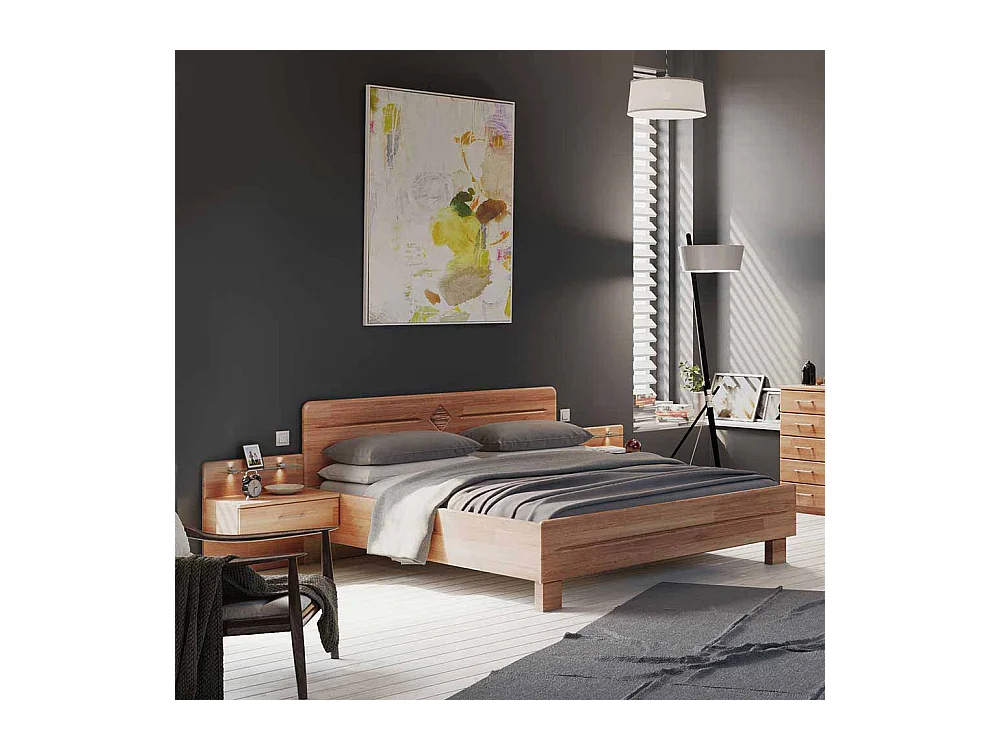 Ehebett aus Erle Nachtkonsolen (dreiteilig)