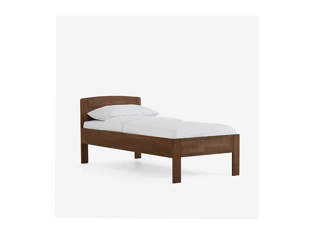 Singlebett in Walnussfarben Buche Massivholz