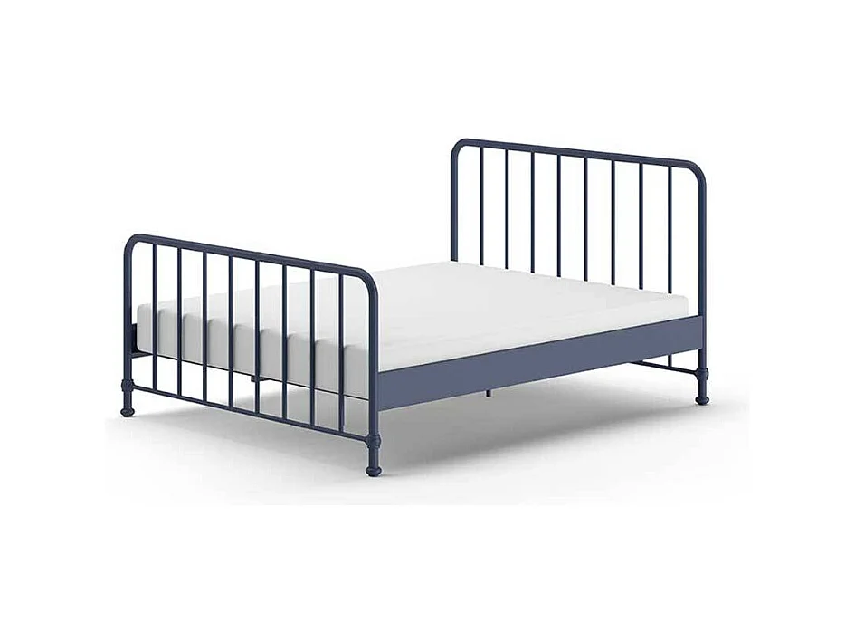 Metallrahmen Bett in Blau pulverbeschichtet