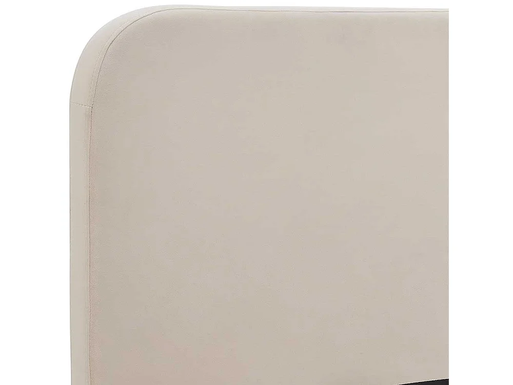 Samt Bett in Beige Vierfußgestell aus Metall Goldfarben