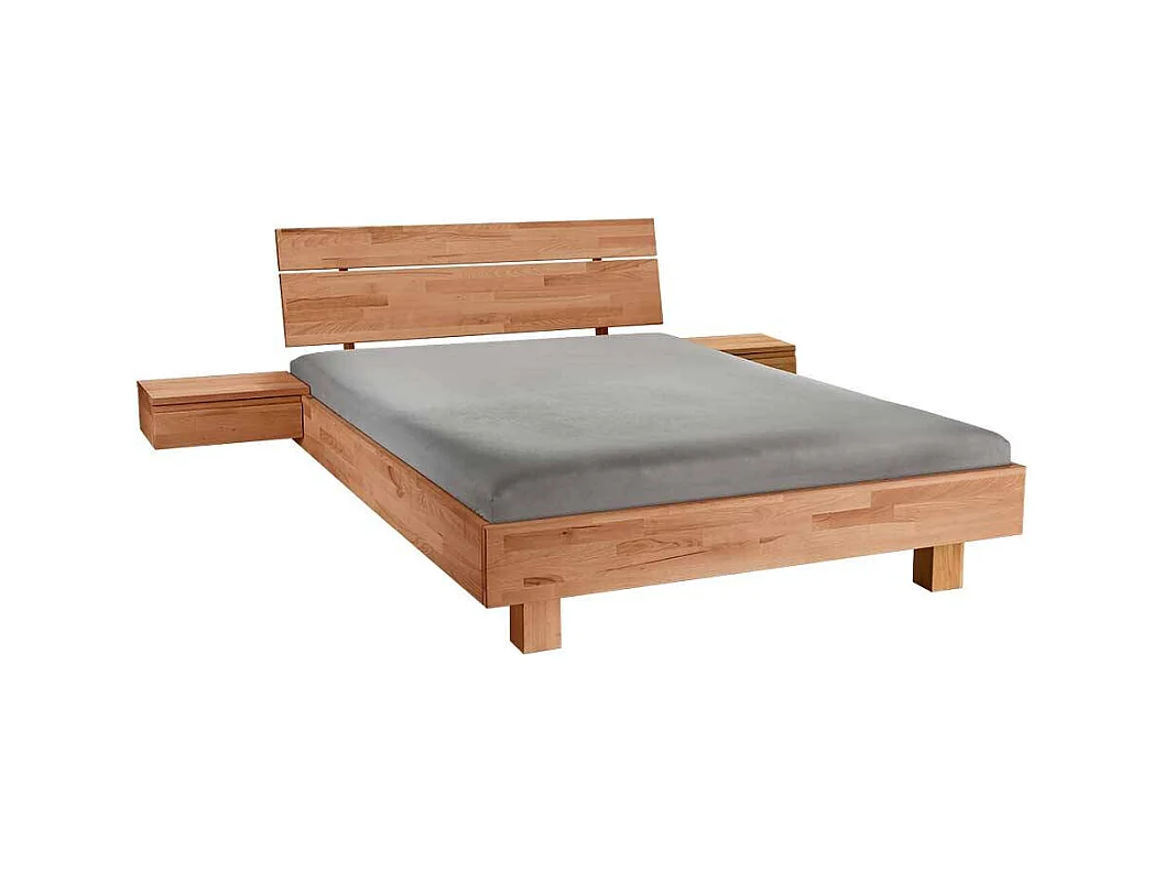 Kernbuche Bett massiv geölt in modernem Design 37 cm Einstiegshöhe