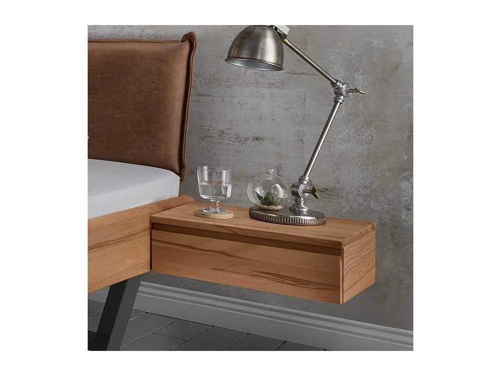 Bett Kombination aus Kernbuche Massivholz und Metall Industry Stil (dreiteilig)