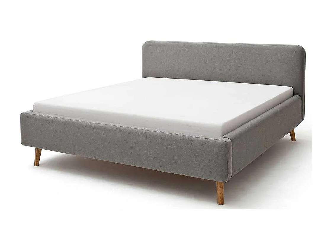 Doppelbettgestell in Hellgrau Webstoff modern