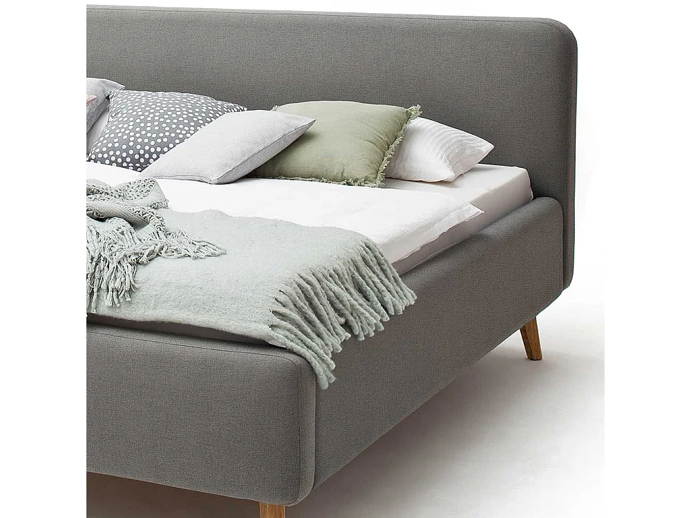 Doppelbettgestell in Hellgrau Webstoff modern