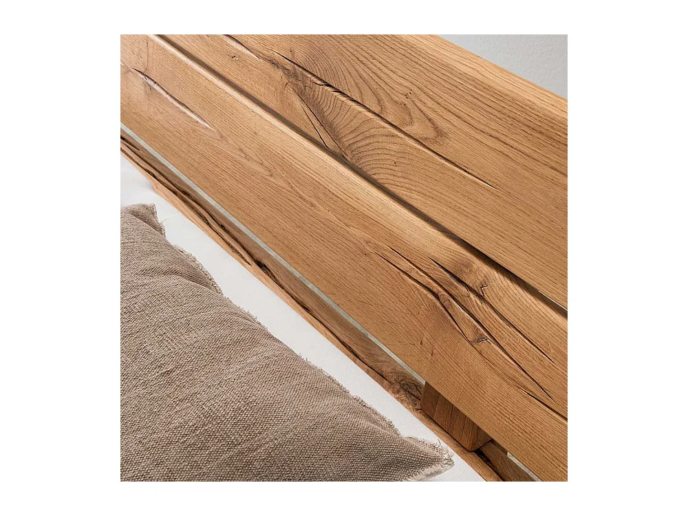 Balkenbett aus Wildeiche Massivholz 42 cm Einstiegshöhe
