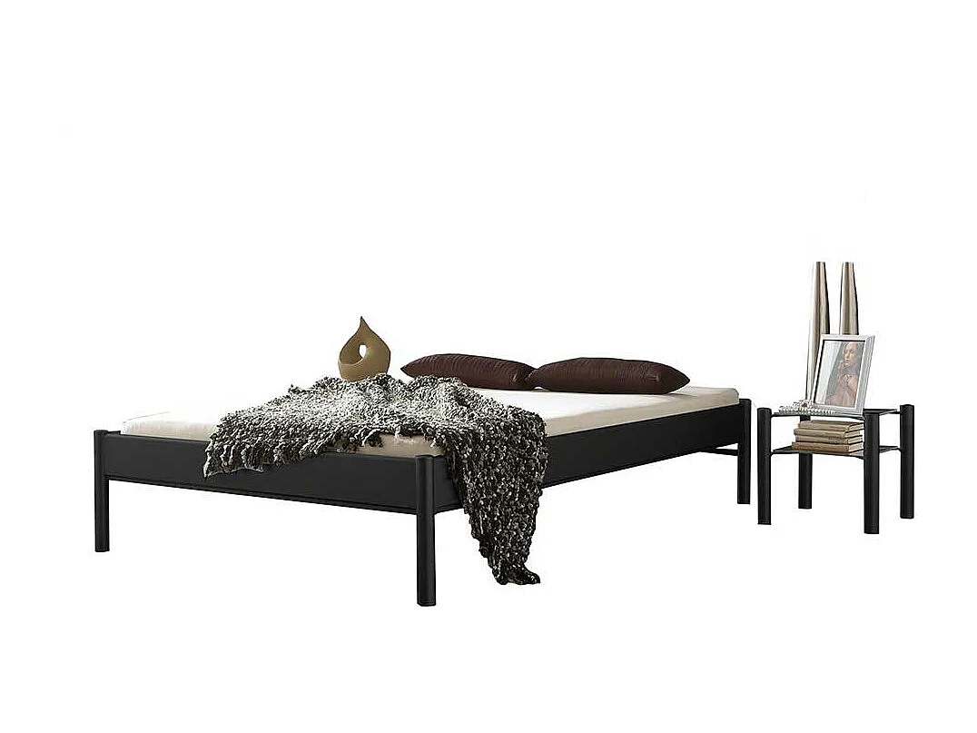 Bett aus Eisen Schwarz ohne Kopfteil (dreiteilig)