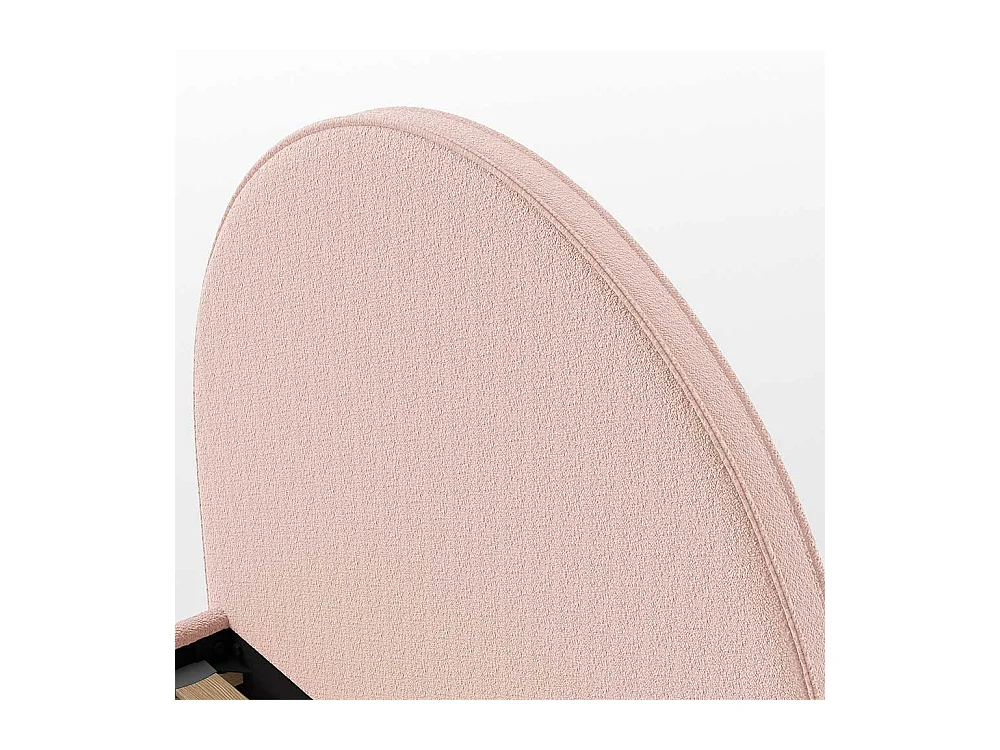 Stoffbett Boucle in Rosa Vierfußgestell aus Holz