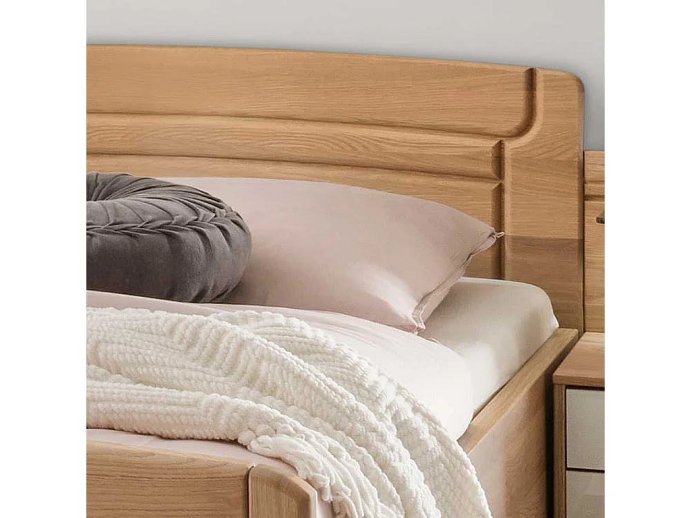 Einzelbett aus Eiche teilmassiv Beige Glas beschichtet (zweiteilig)
