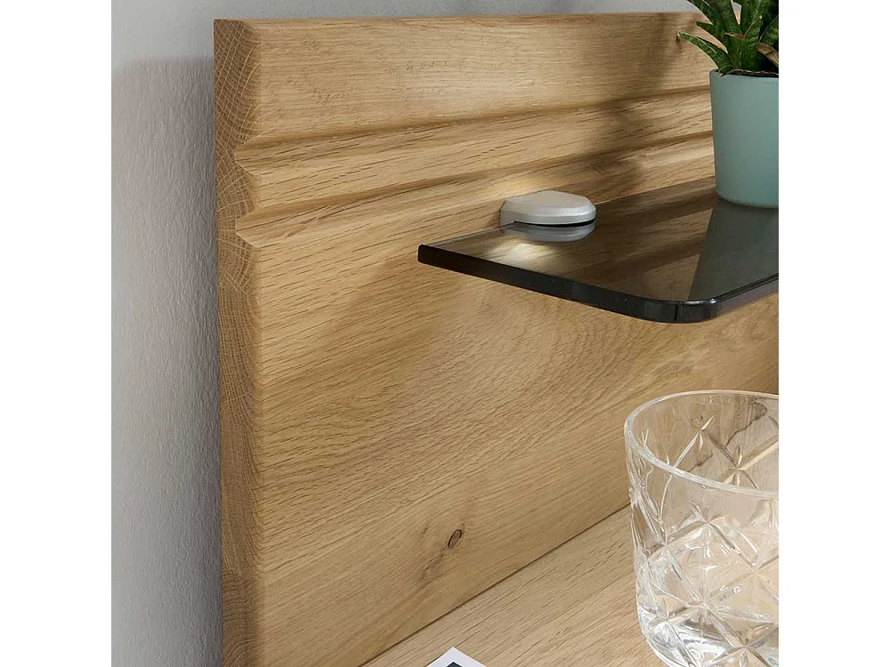 Einzelbett aus Eiche teilmassiv Beige Glas beschichtet (zweiteilig)