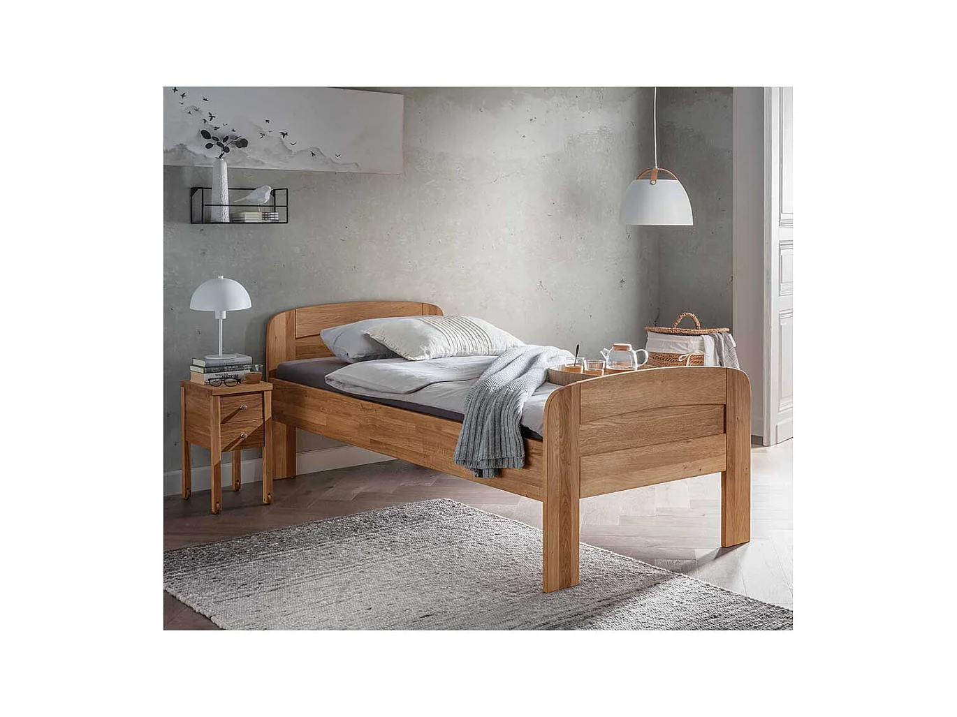 Einzelbettgestell Bettrahmen 80 cm hoch und 68 cm Fußteil