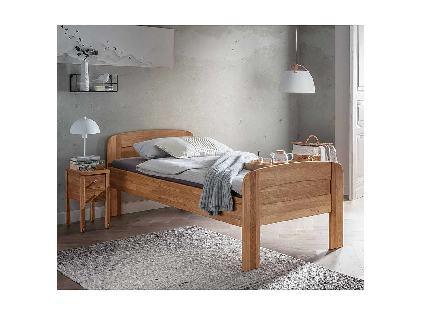 Einzelbettgestell Bettrahmen 80 cm hoch und 68 cm Fußteil