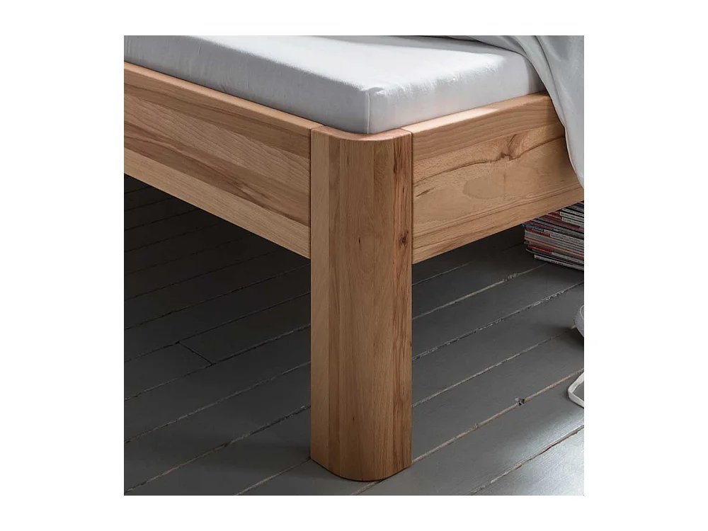 Massivbett mit Nakos aus Kernbuche Holz 45 cm Einstiegshöhe (dreiteilig)