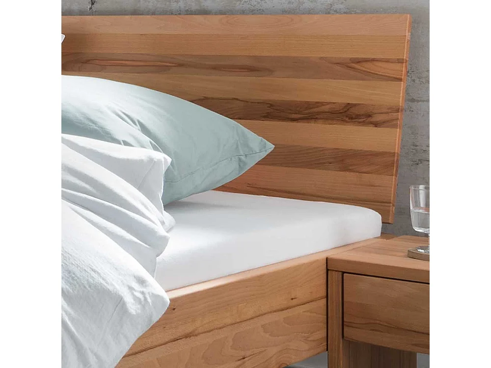 Massivbett mit Nakos aus Kernbuche Holz 45 cm Einstiegshöhe (dreiteilig)