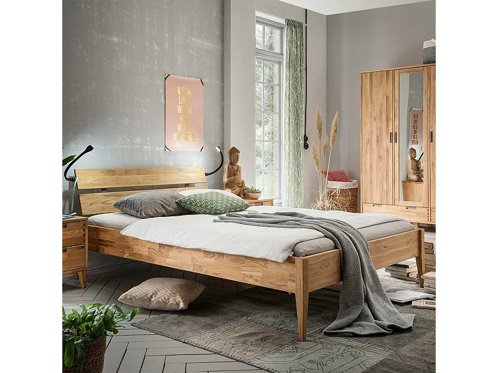 Naturholzbett aus Eiche Massivholz modern