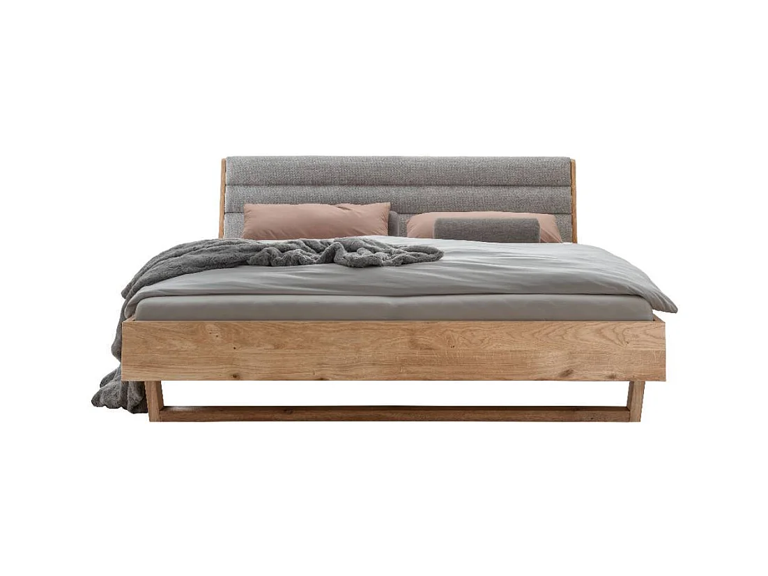 Massivholzbettgestell Ehebett in Grau und Wildeichefarben