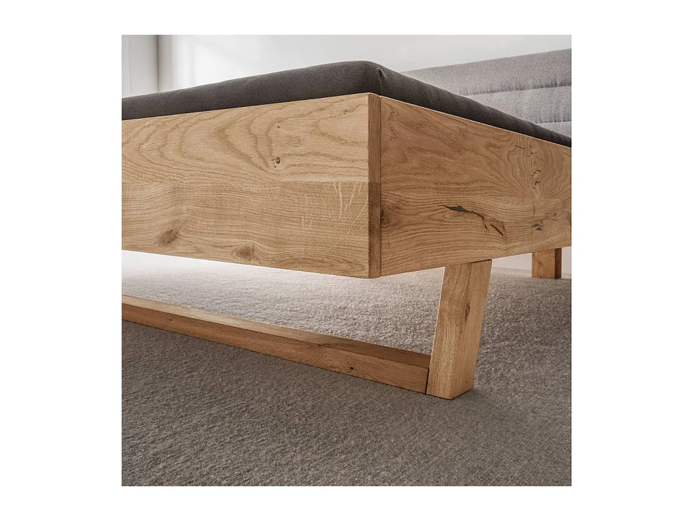 Massivholzbettgestell Ehebett in Grau und Wildeichefarben