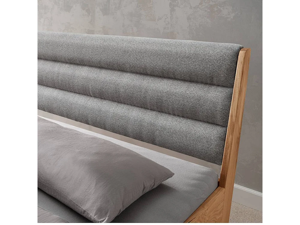 Massivholzbettgestell Ehebett in Grau und Wildeichefarben